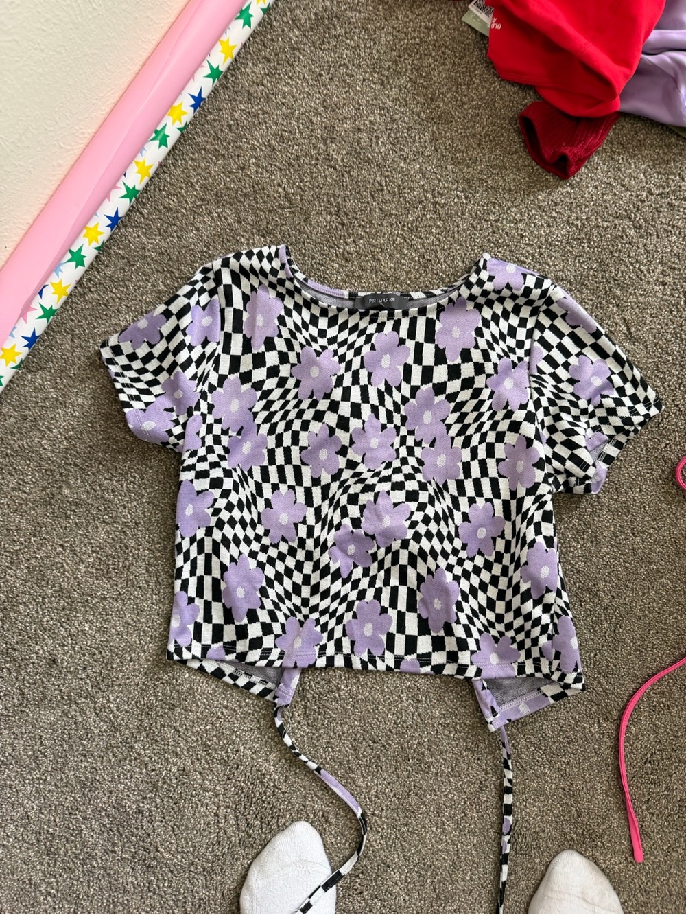 Purple Floral Checker Top
